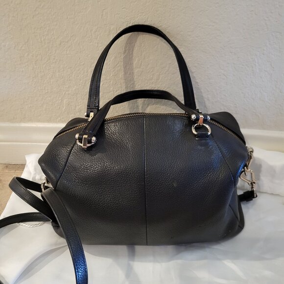 Coach Purse Black Pebble Leather Prairie Satchel Bag - Picture 3 of 14